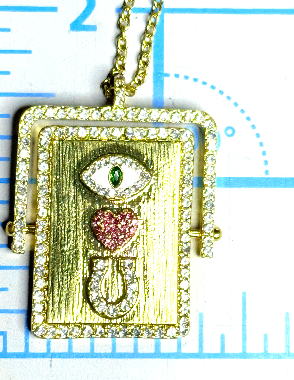 EYE LOVE U- Flip Pendant CZ necklace- 14K Gold