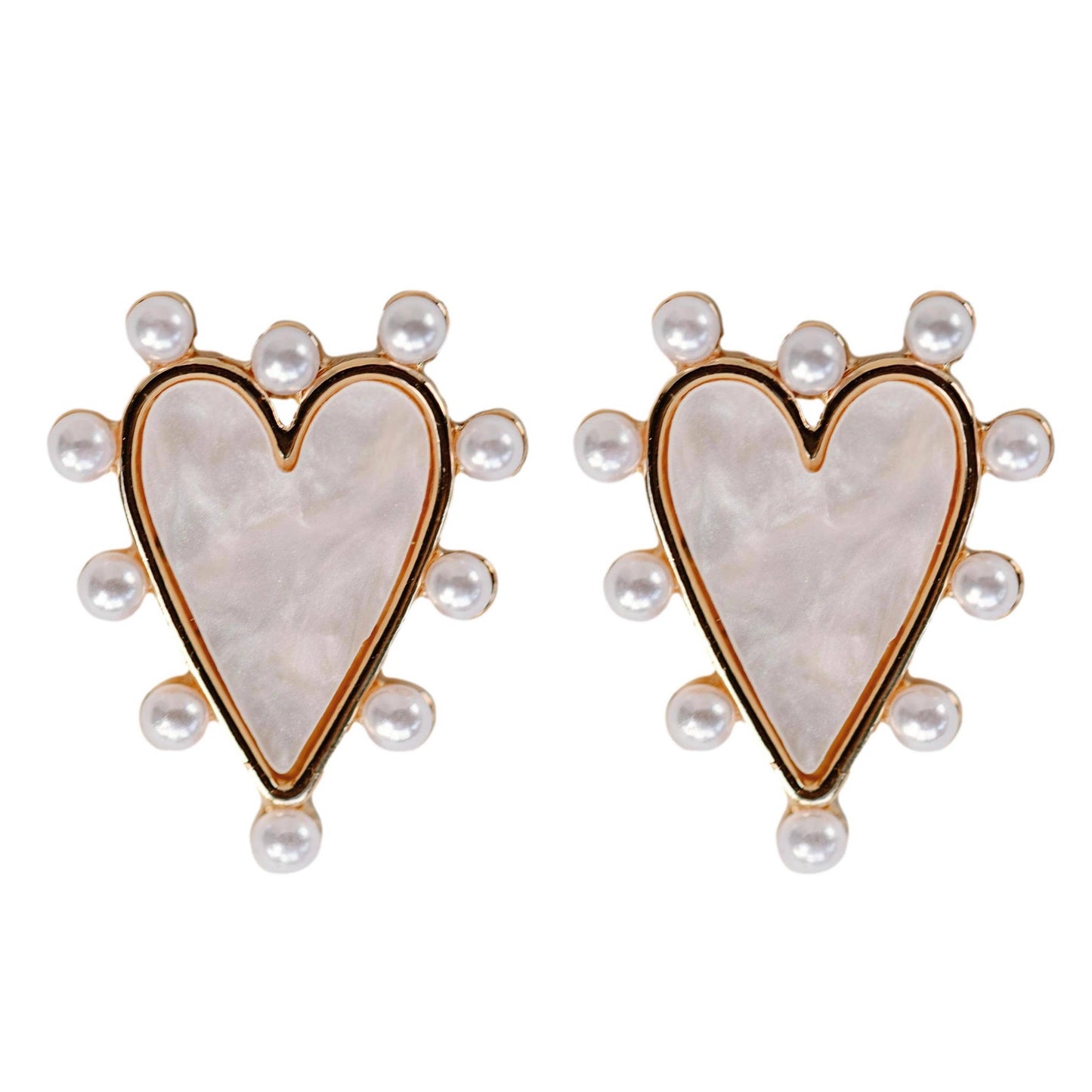 Pearl Studded Pink Heart Earrings