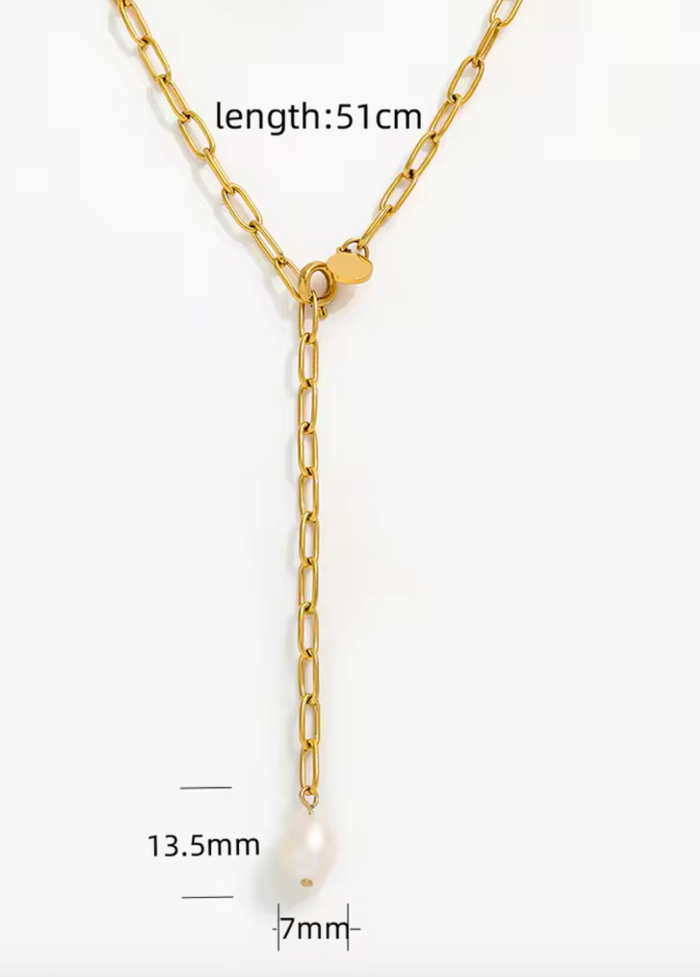 Pearl Simple Lariat Waterproof PVD natural Fresh Water Pearl