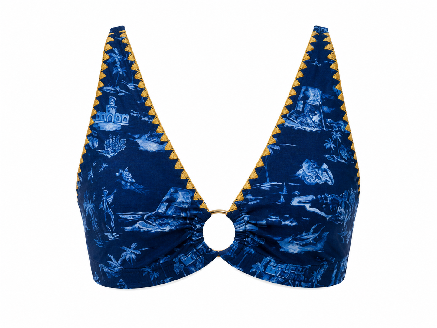 The Perry Swim Top in Navy Toile