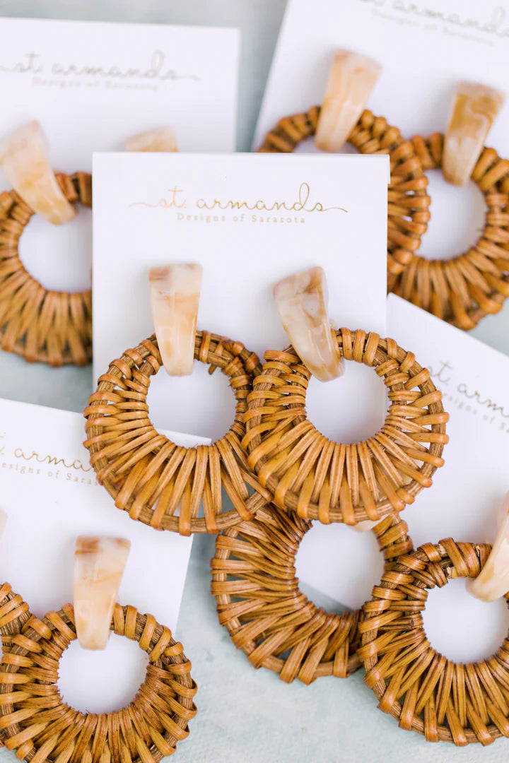 Cream Bali Button Stud Earrings