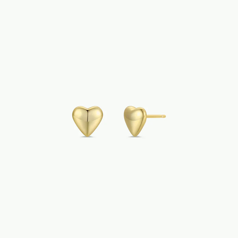 Puffed Gold Heart Earrings