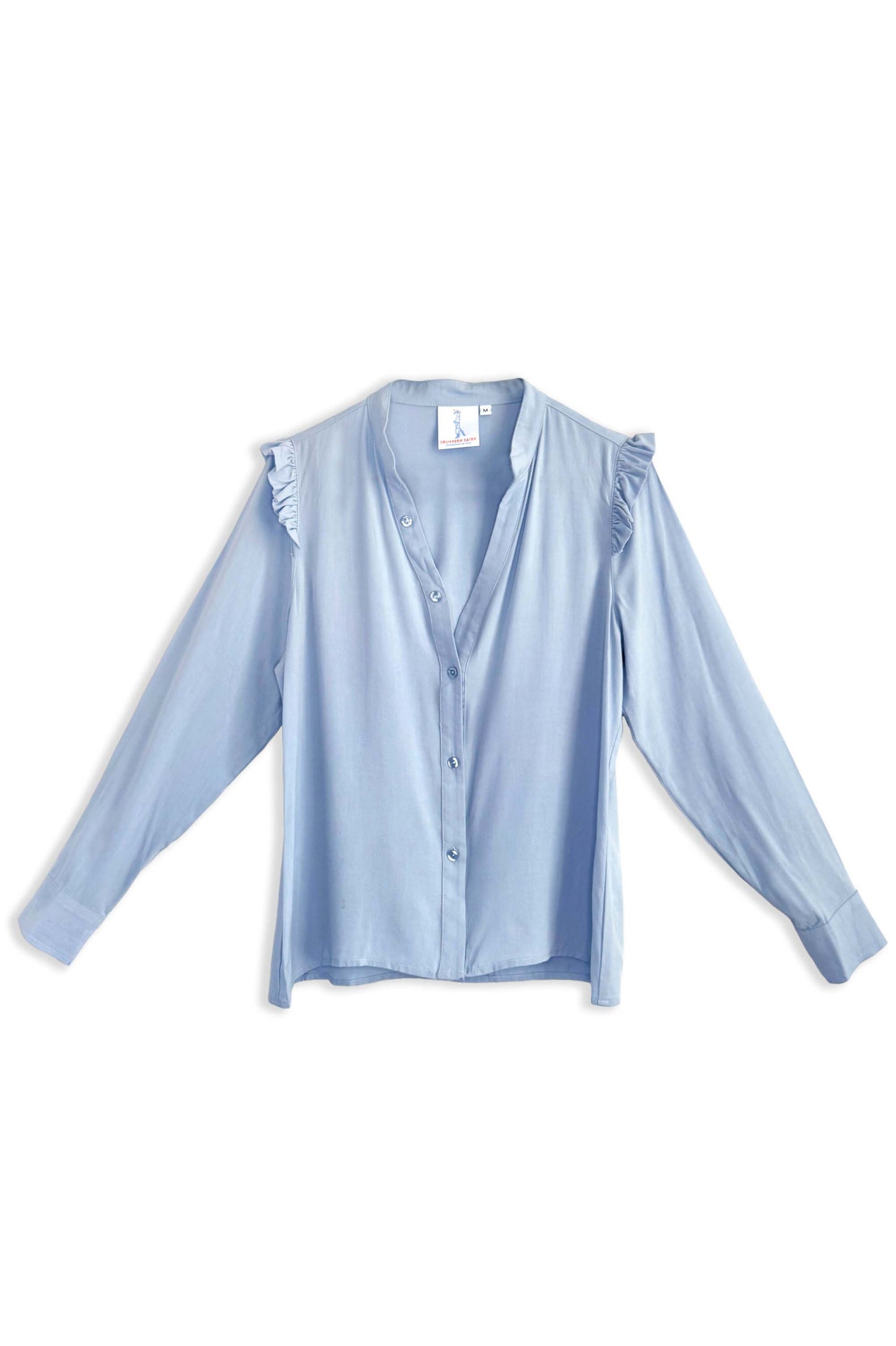 Women's Ruffle Button-up Top | Chambray