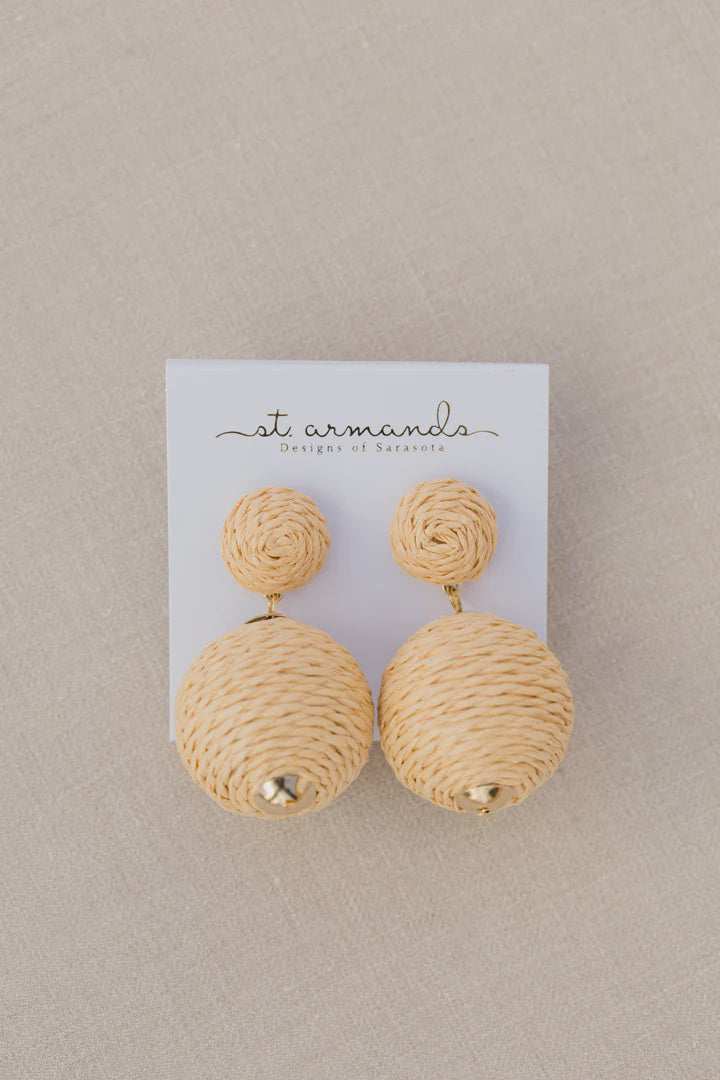 Natural Lido Pom Pom Earrings