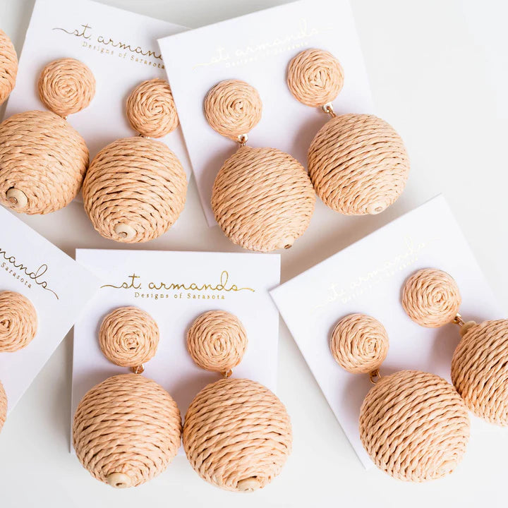 Natural Lido Pom Pom Earrings