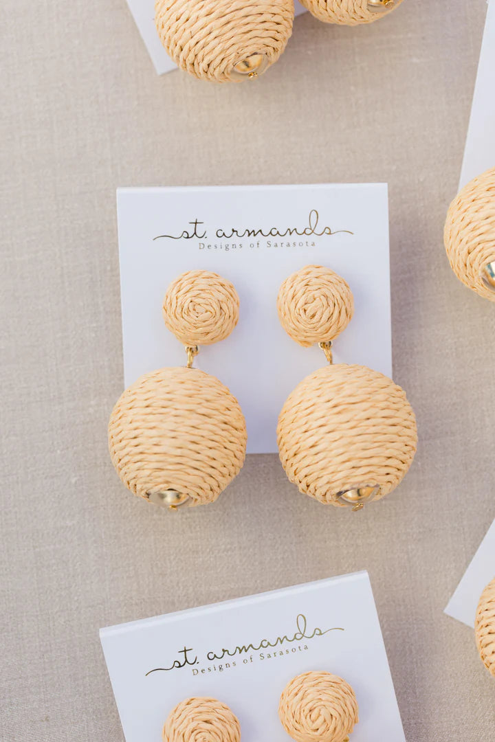 Natural Lido Pom Pom Earrings