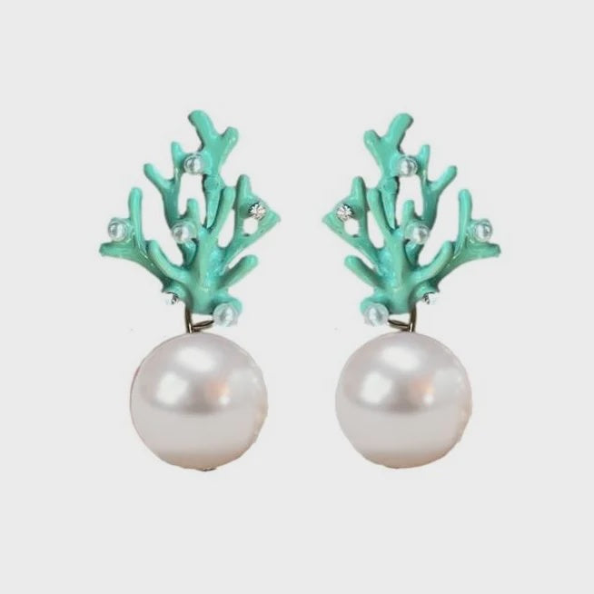 Pearl Coral Mini Earrings | Turquoise
