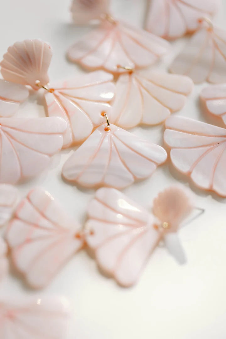 Pink Mermaid Shell Drop Earrings