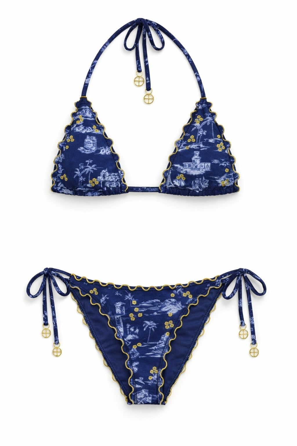 Isla Tie Side Bottom in Navy Toile