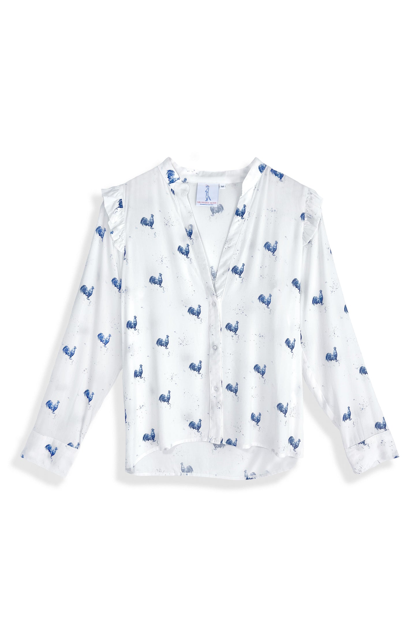 Top con botones y volantes de gallo para mujer