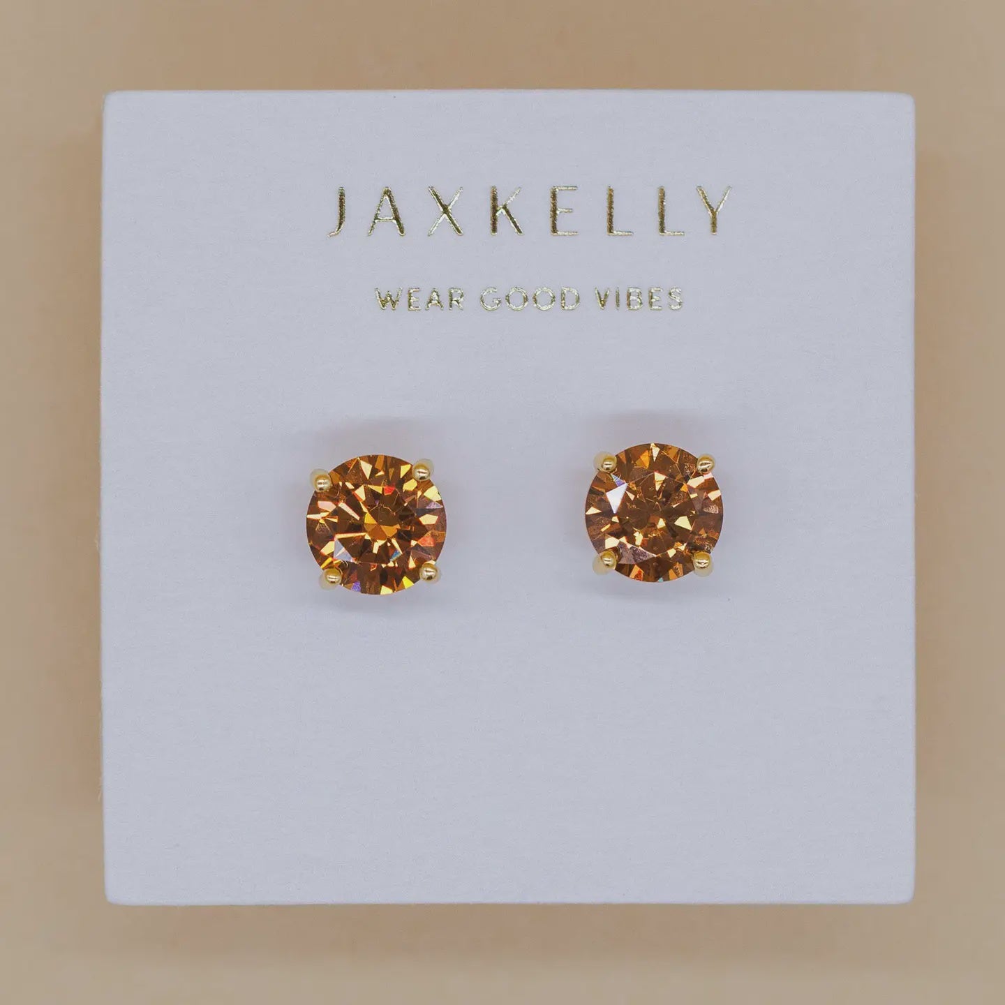 Round Coffee Gold Studs