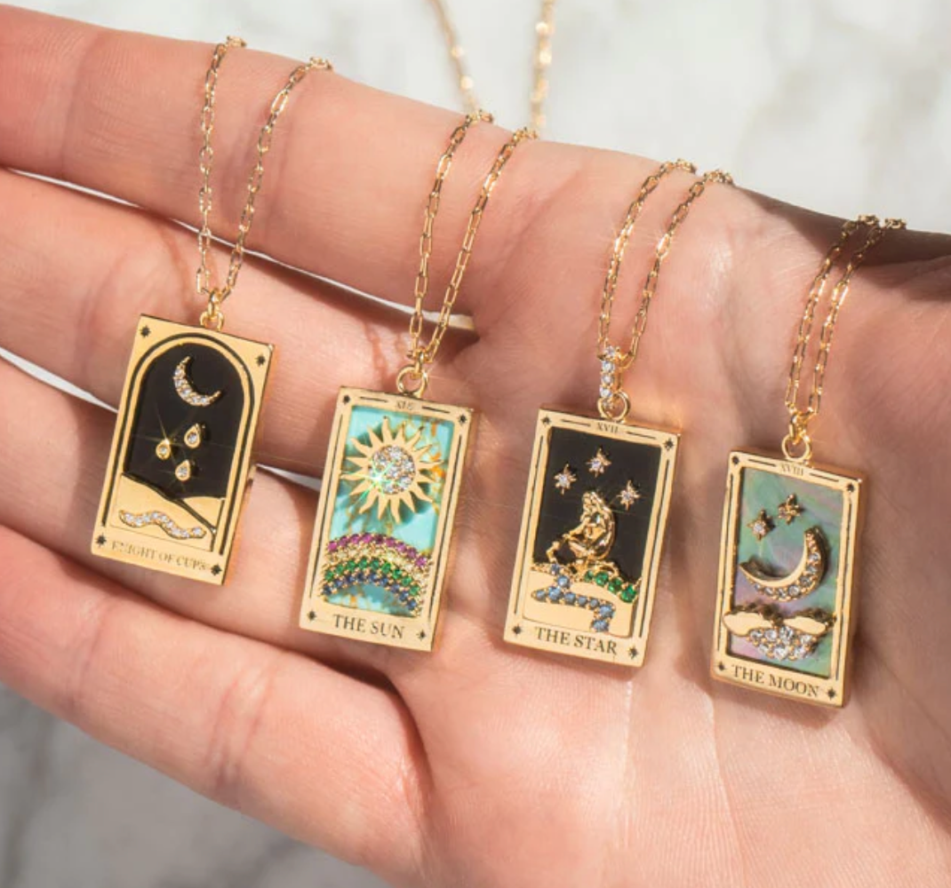 Tarot Card Necklace- The Moon- NEW Style Necklace: White classic