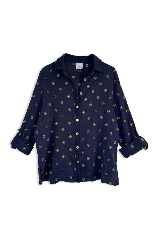 Women's Button-up Embroidered Shirt