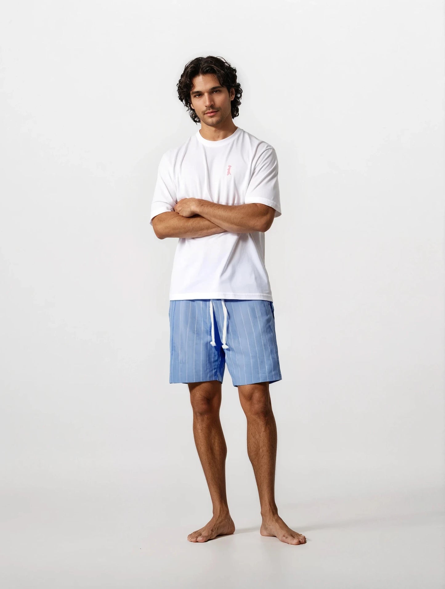 Men's Pinstripe Linen Short | Chambray