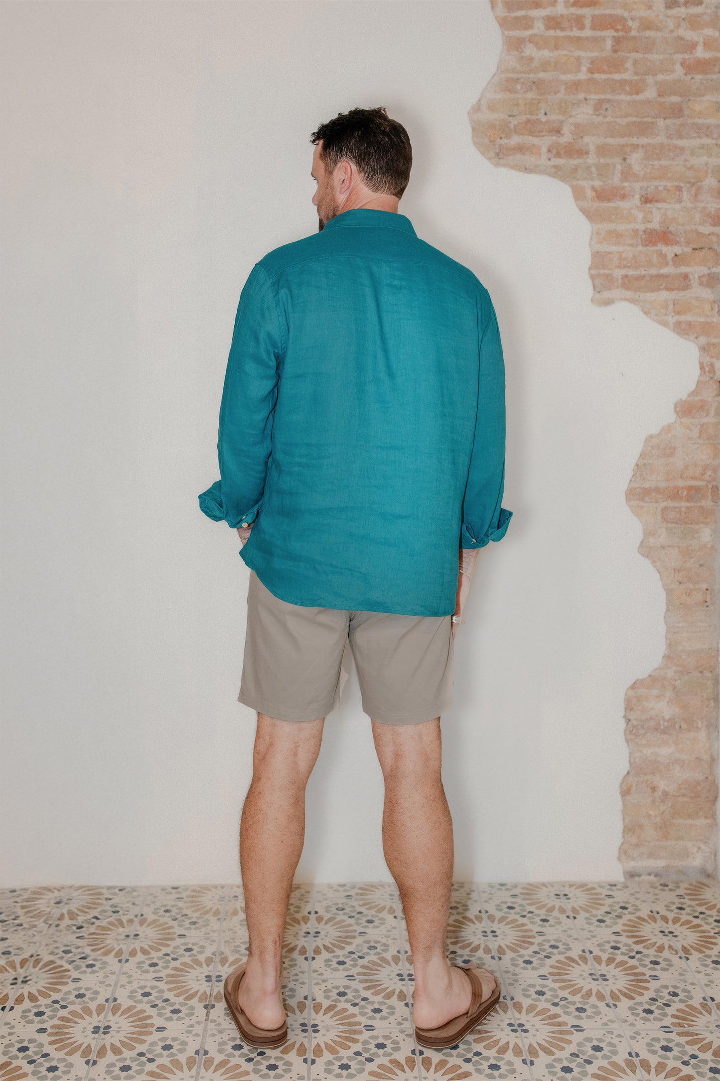 Men's Linen Button-down | Marine