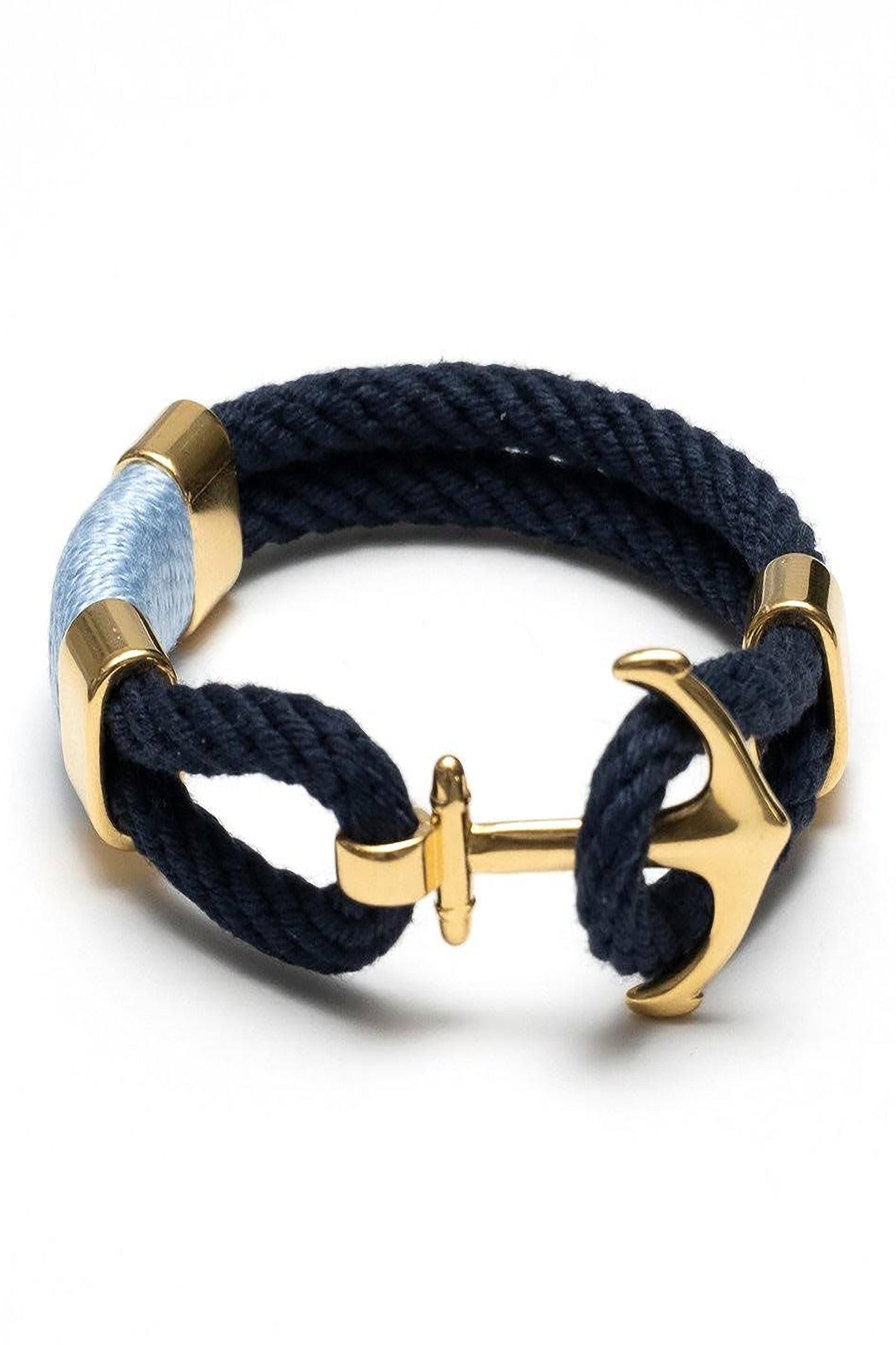 Waverly - Navy/Light Blue/Gold - Nautical Anchor Bracelet: M