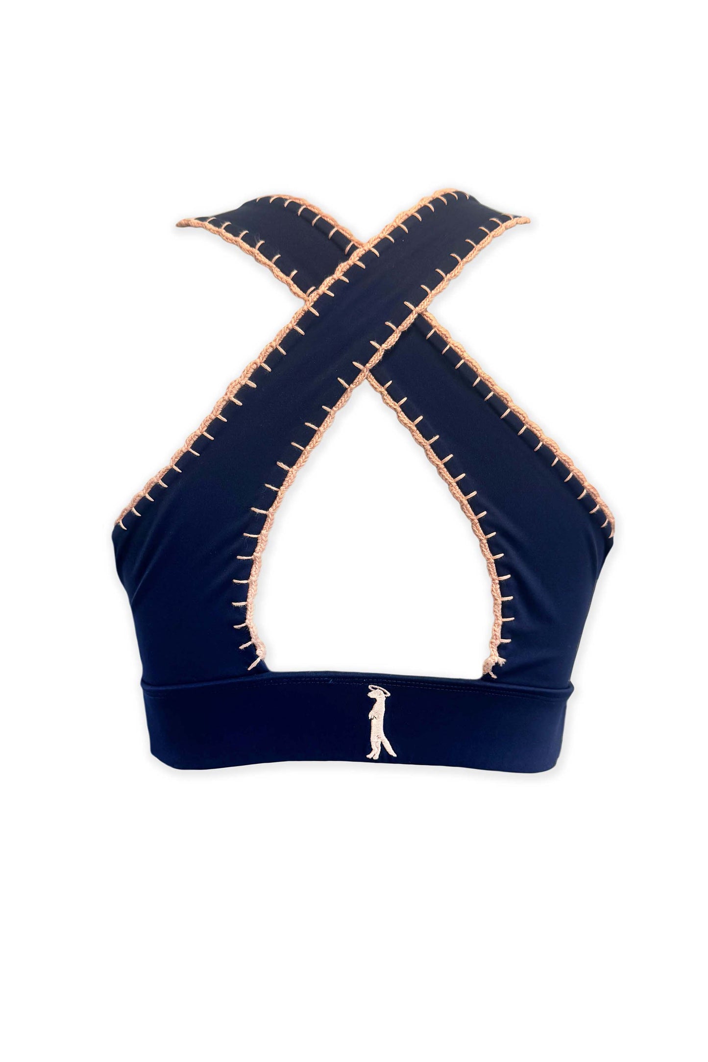 Criss Cross Keyhole Sports Bra | Navy