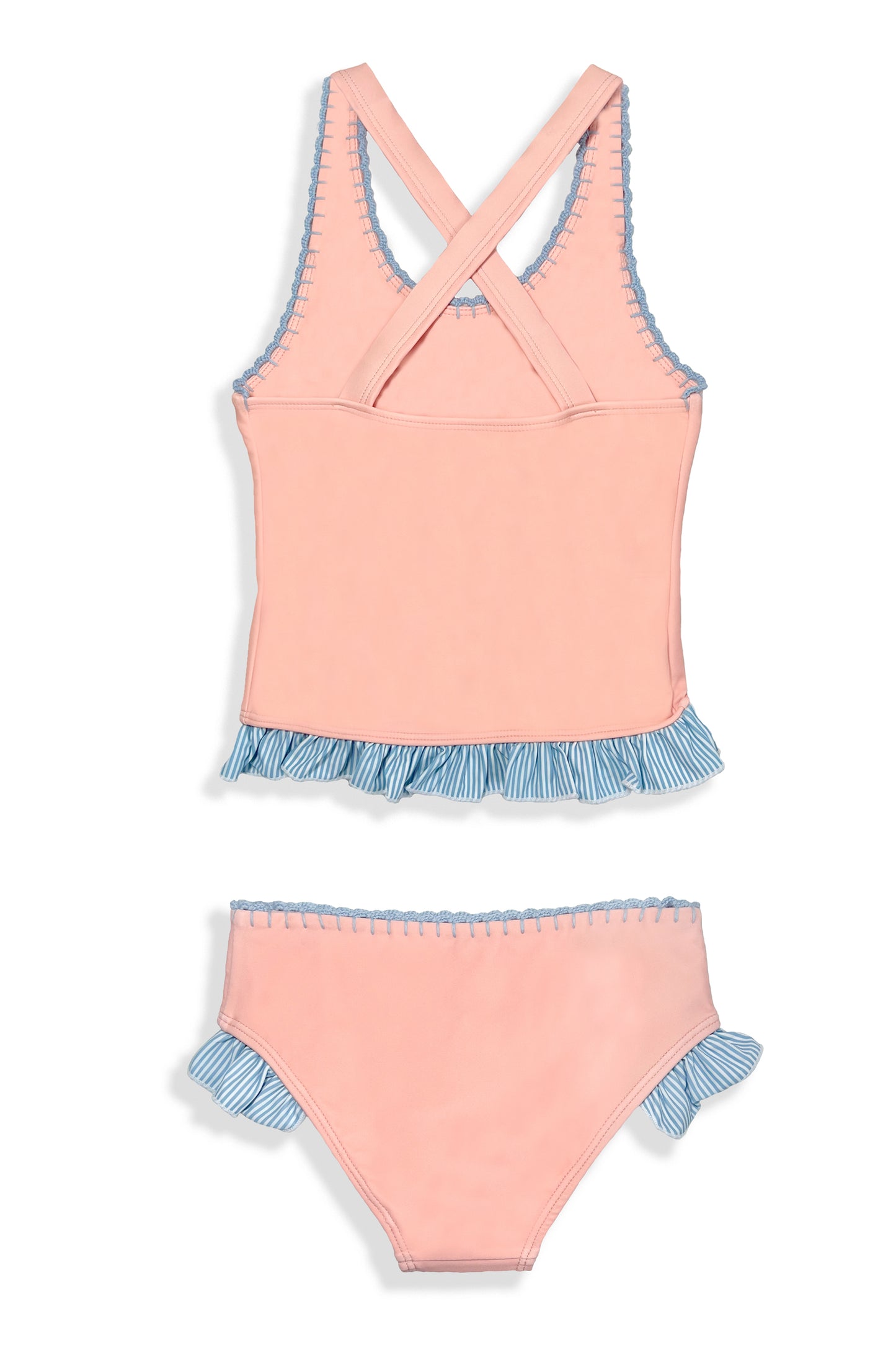Little Girls Crochet Tankini | Peach