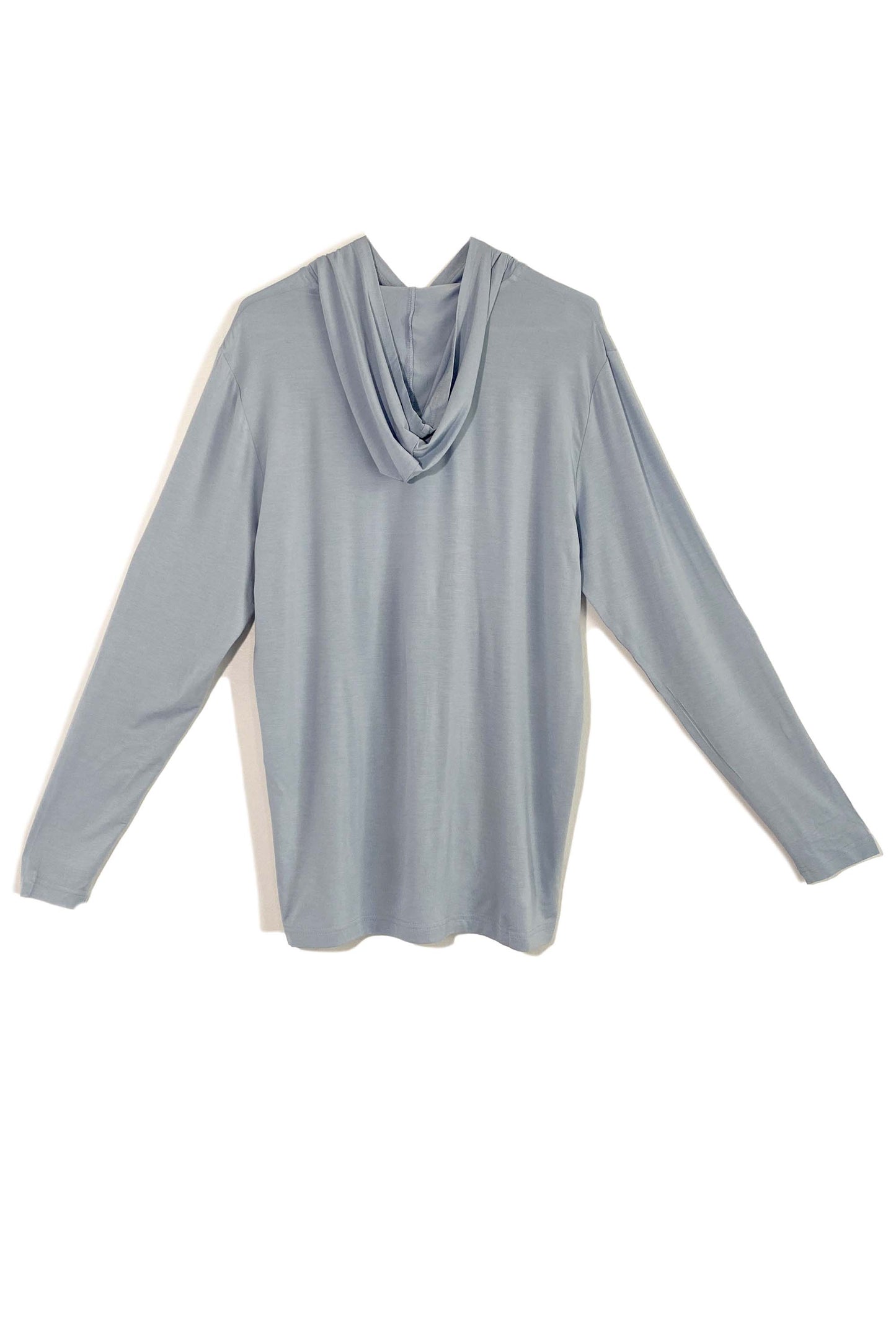 Our best selling Hooded Apres-sun shirt is a top seller for a reason...cooling, anti-microbial and perfect for throwing on after a day at the beach or for the long boat ride home. Shown in Chambray with Peach and white Southern Saint logo printed on the front.