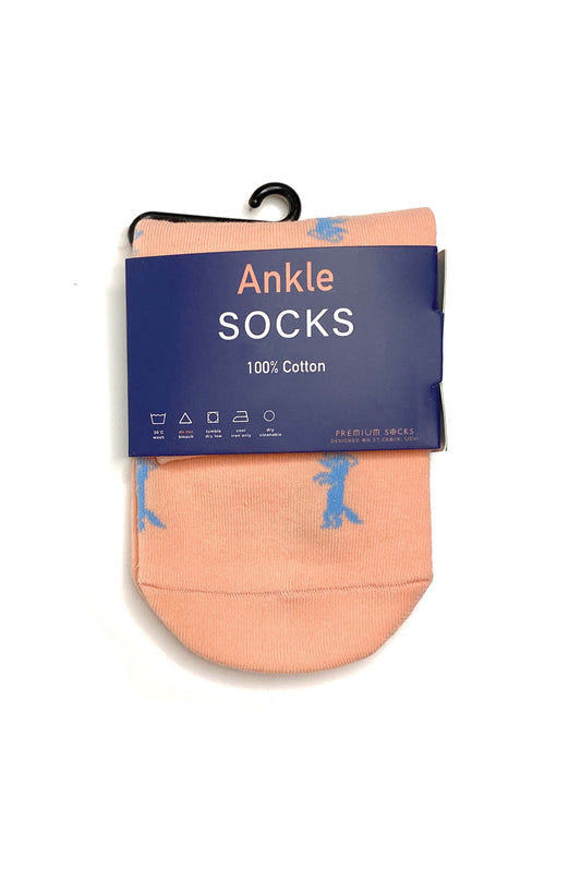 Peach W/Chambray Mongoose Ankle Sock
