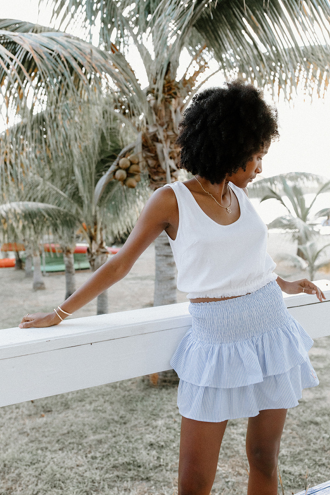 Women's Seersucker Ruffle Skirt