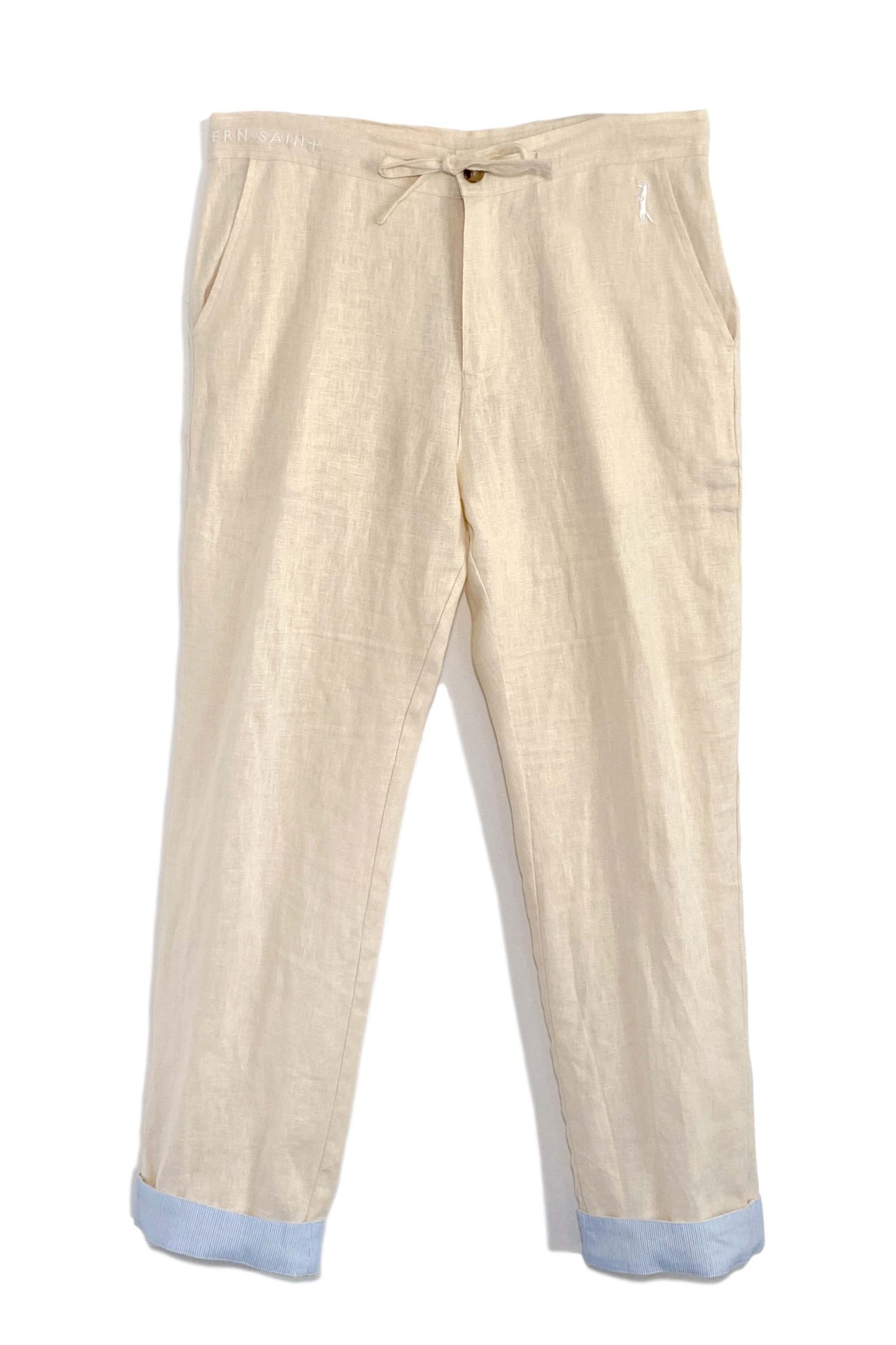 Pantalón con puños de lino | Crema De Coco