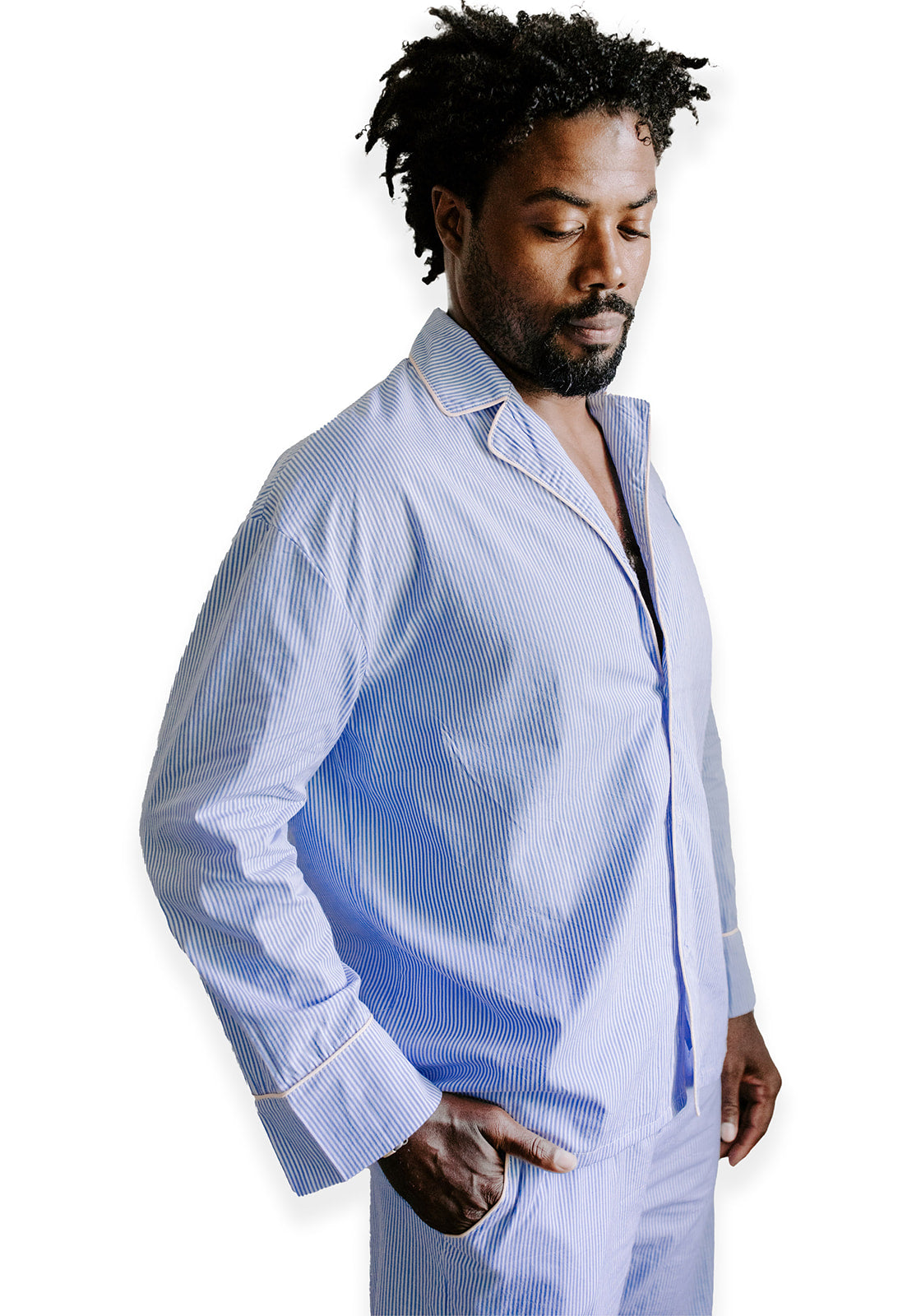 Mens Seersucker Pajama Set | Chambray