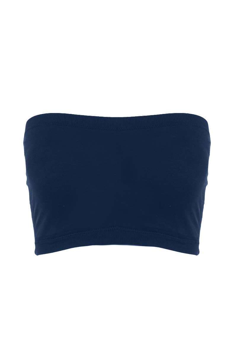 Seamless Crop Tube Top in Navy