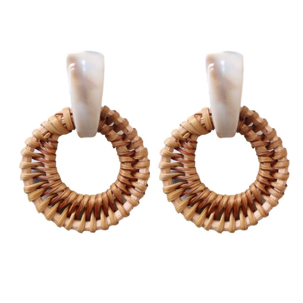 Cream Bali Button Stud Earrings