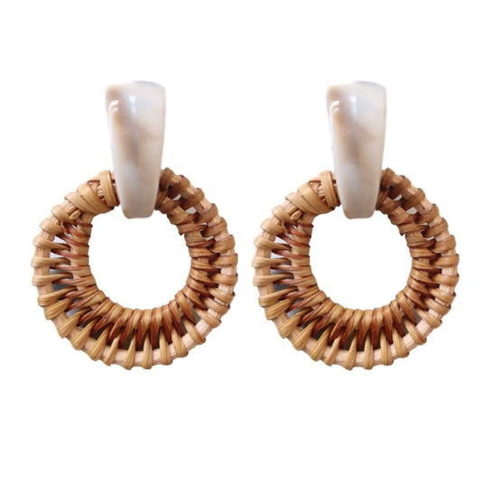Cream Bali Button Stud Earrings