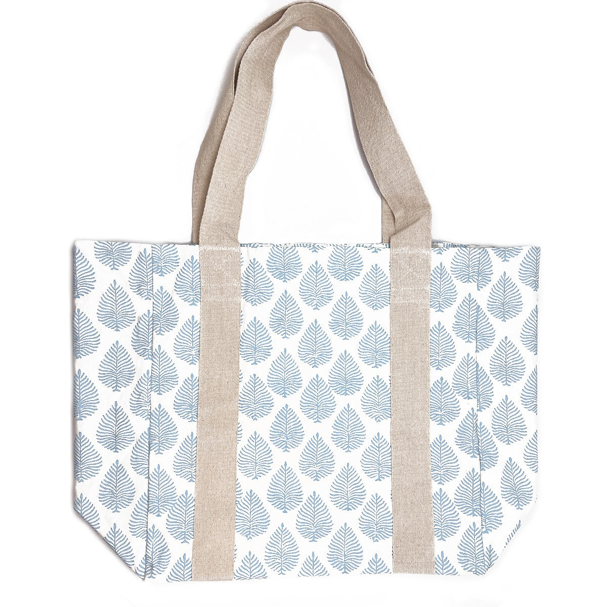 Printed Canvas Bag | Sky Blue Leaves