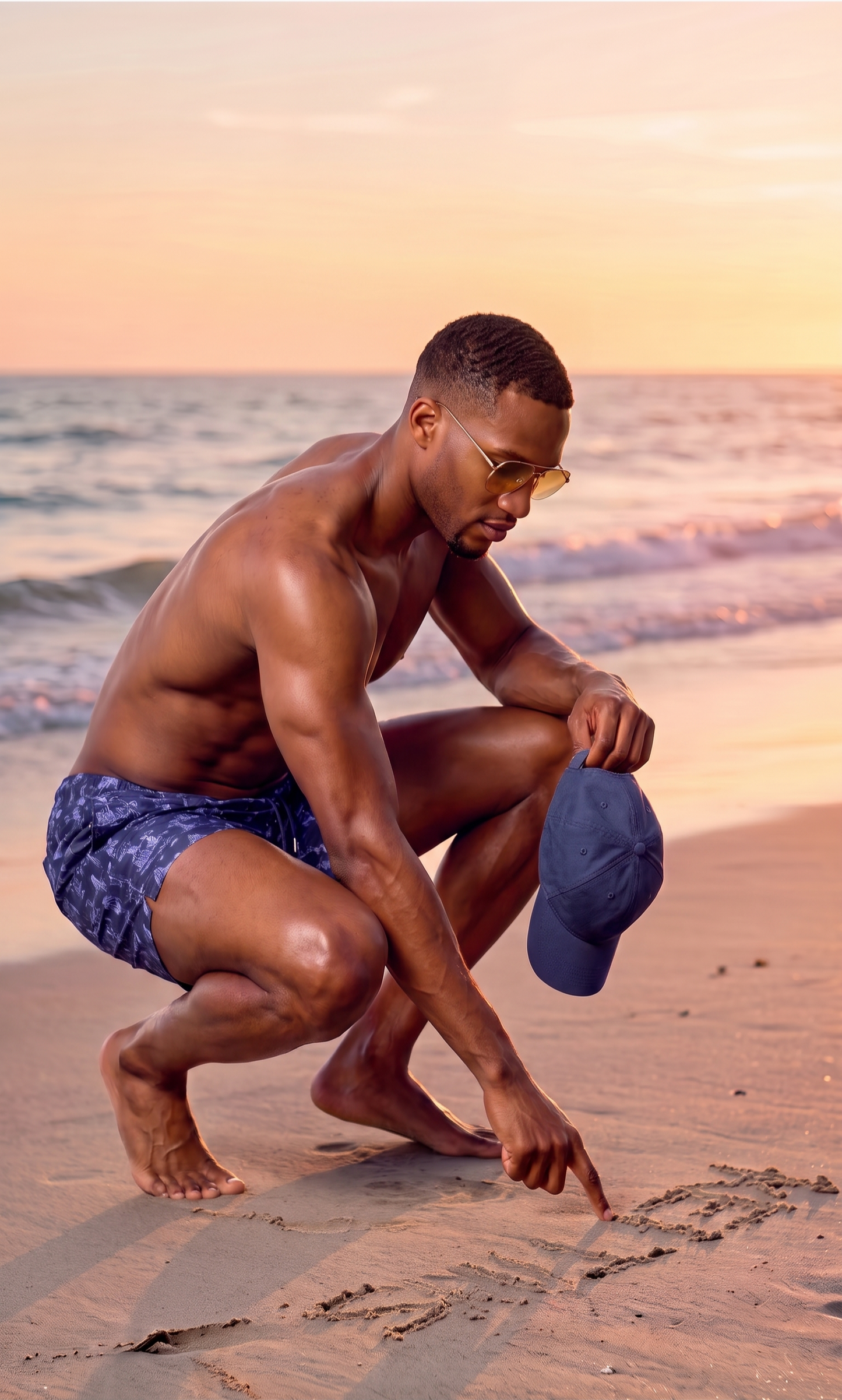 Men's Navy Toile Volley Swimtrunk