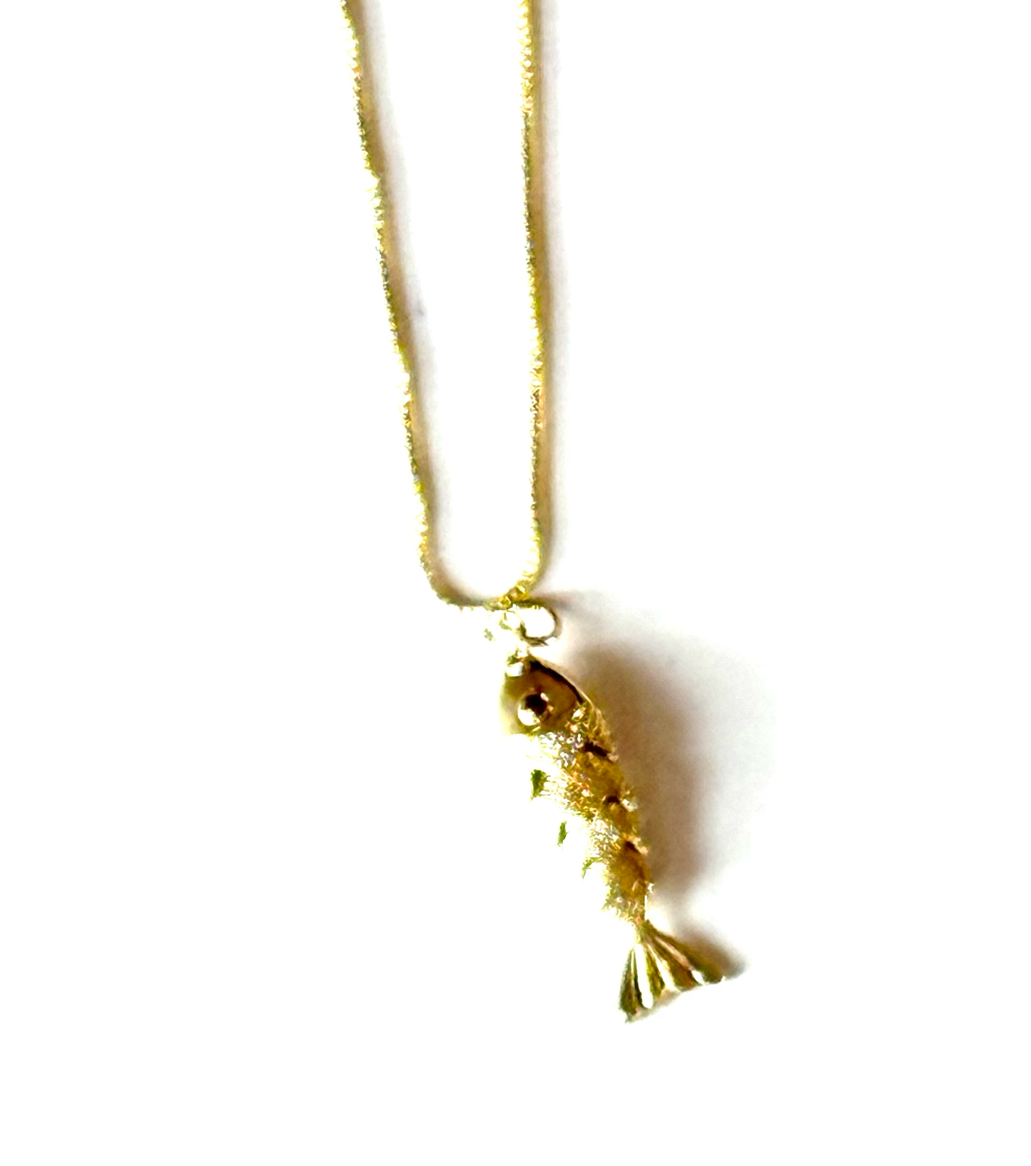Lure- 14K Gold Steel Articulated Portuguese Fish Necklace : Large