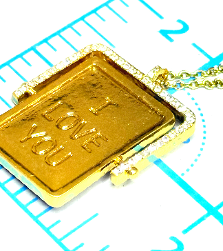 EYE LOVE U- Flip Pendant CZ necklace- 14K Gold 