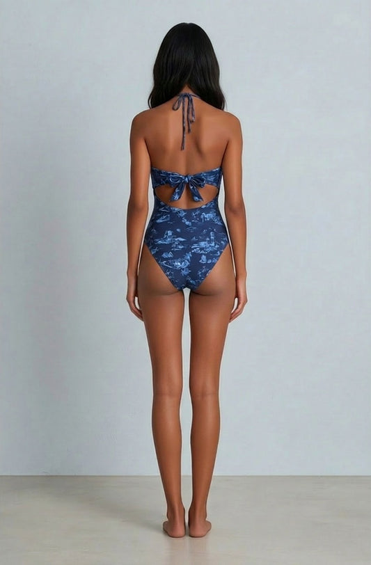 The Sirene Maillot in Navy Toile