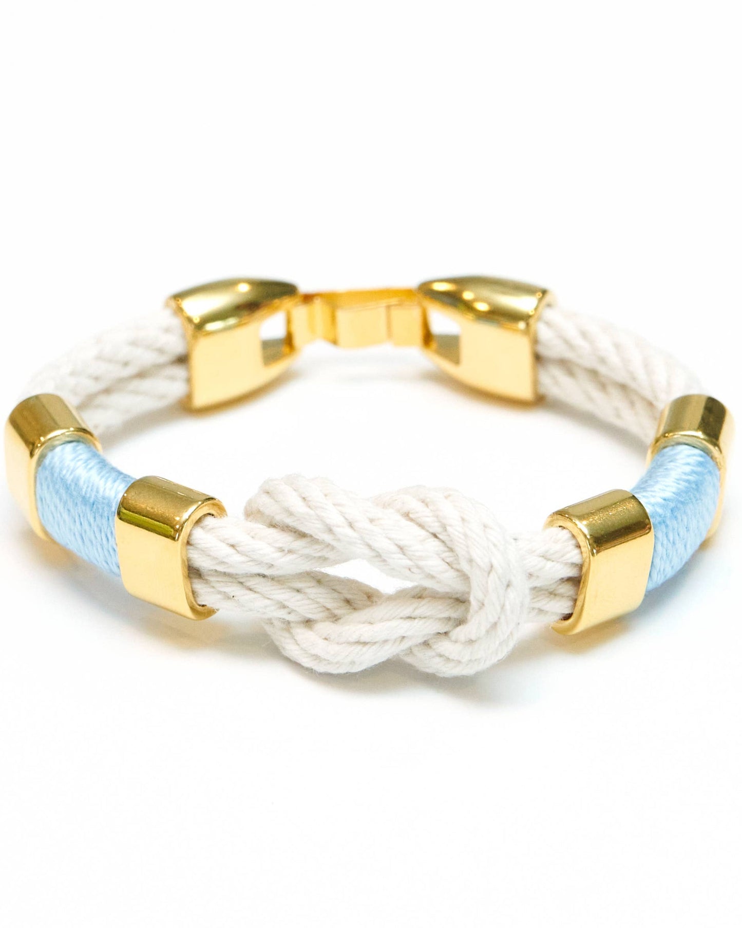 Starboard - Ivory/Light Blue/Gold - Nautical Rope Bracelet: M