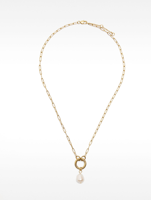 Pearl Necklaces Perfection 18K PVD Gold: Paperclip