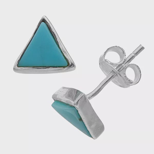Gemstone Triangle Stud Earring