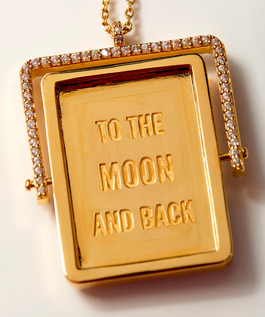 EYE LOVE U- Flip Pendant CZ necklace- 14K Gold 
