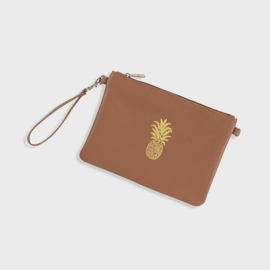 Gold Pineapple Camel Wristlet