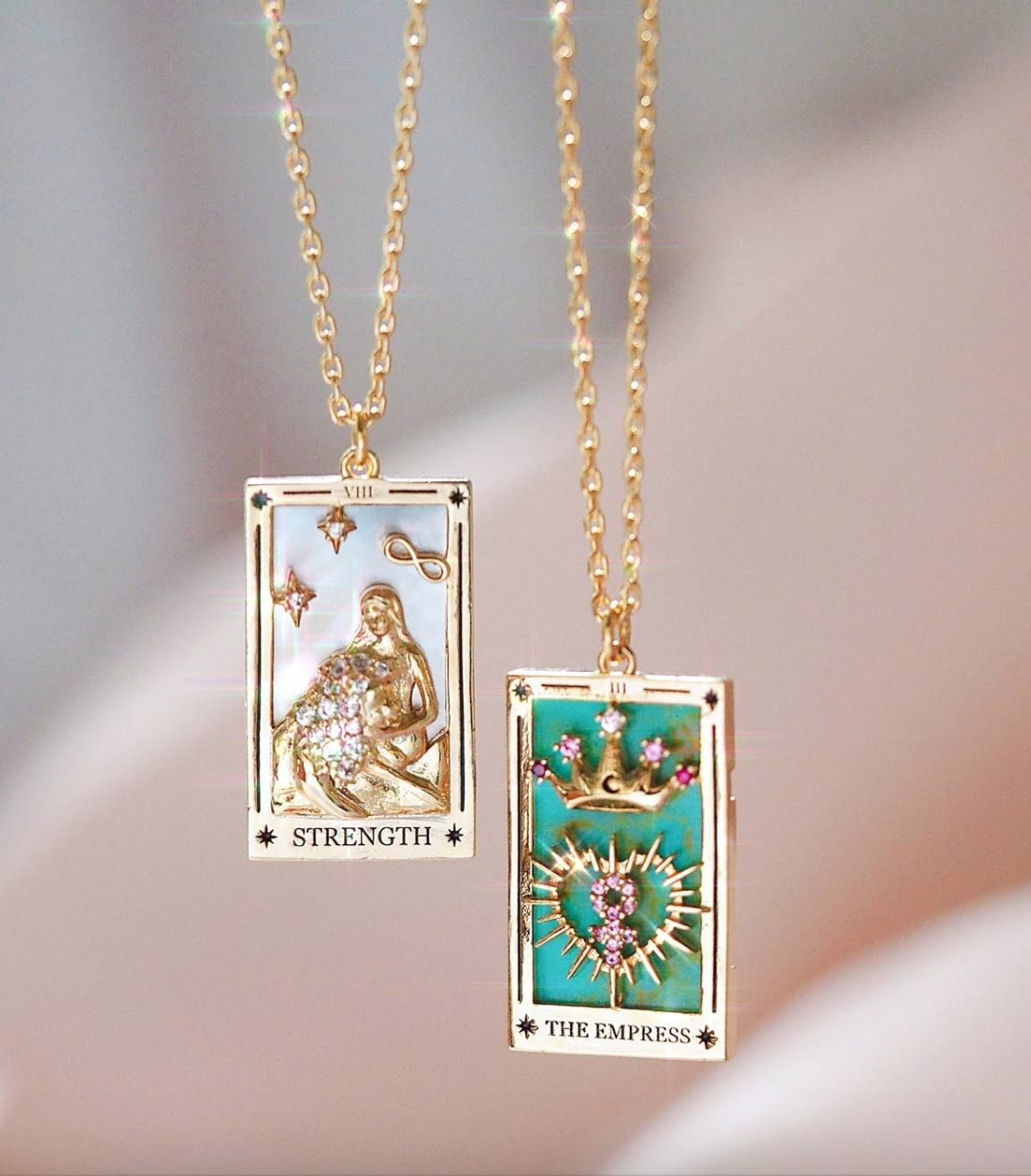 Tarot Card- The Empress- NEW- Steel, Enamel, 14K, 15 Stones