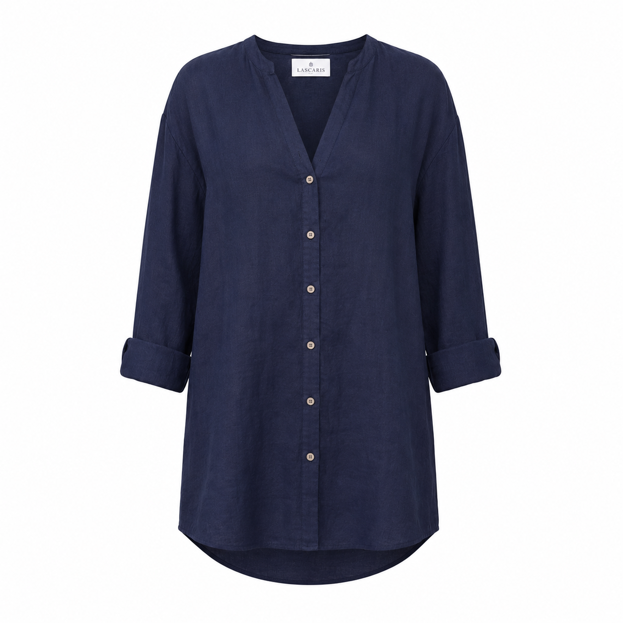 Linen Button Down Cover Up in Navy