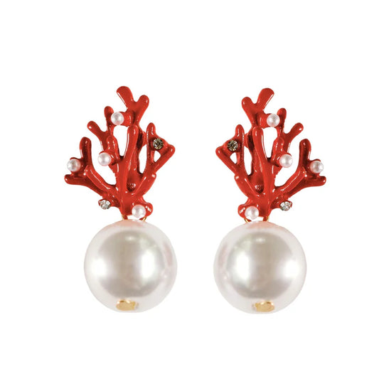 Pearl Coral Mini Earrings