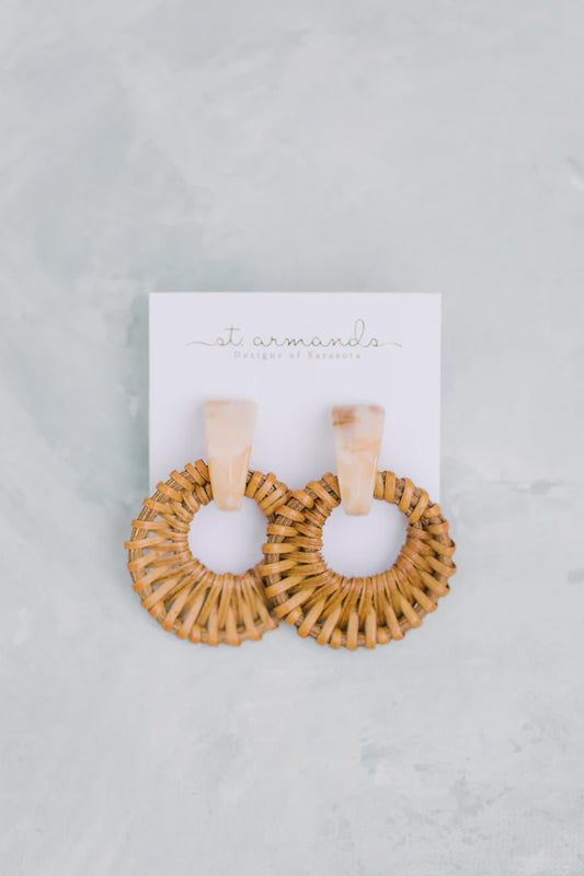 Cream Bali Button Stud Earrings