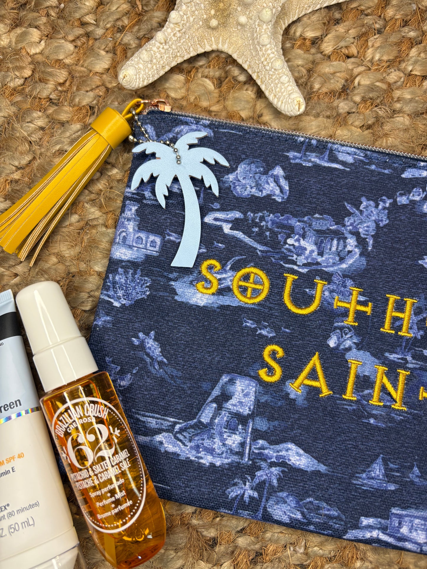Navy Toile Saint Pouch