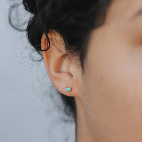Turquoise Baguette Studs