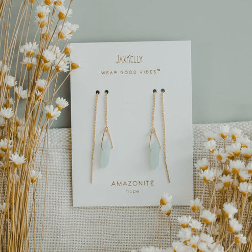 Amazonite Gemstone Threader Earring