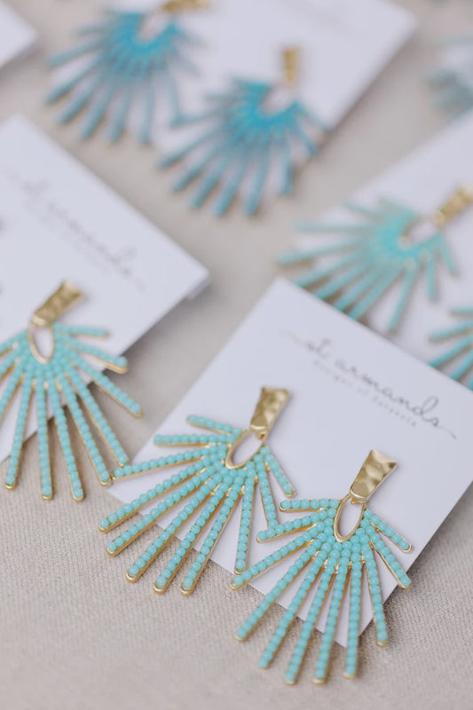 Turquoise Sunburst Drop Earrings