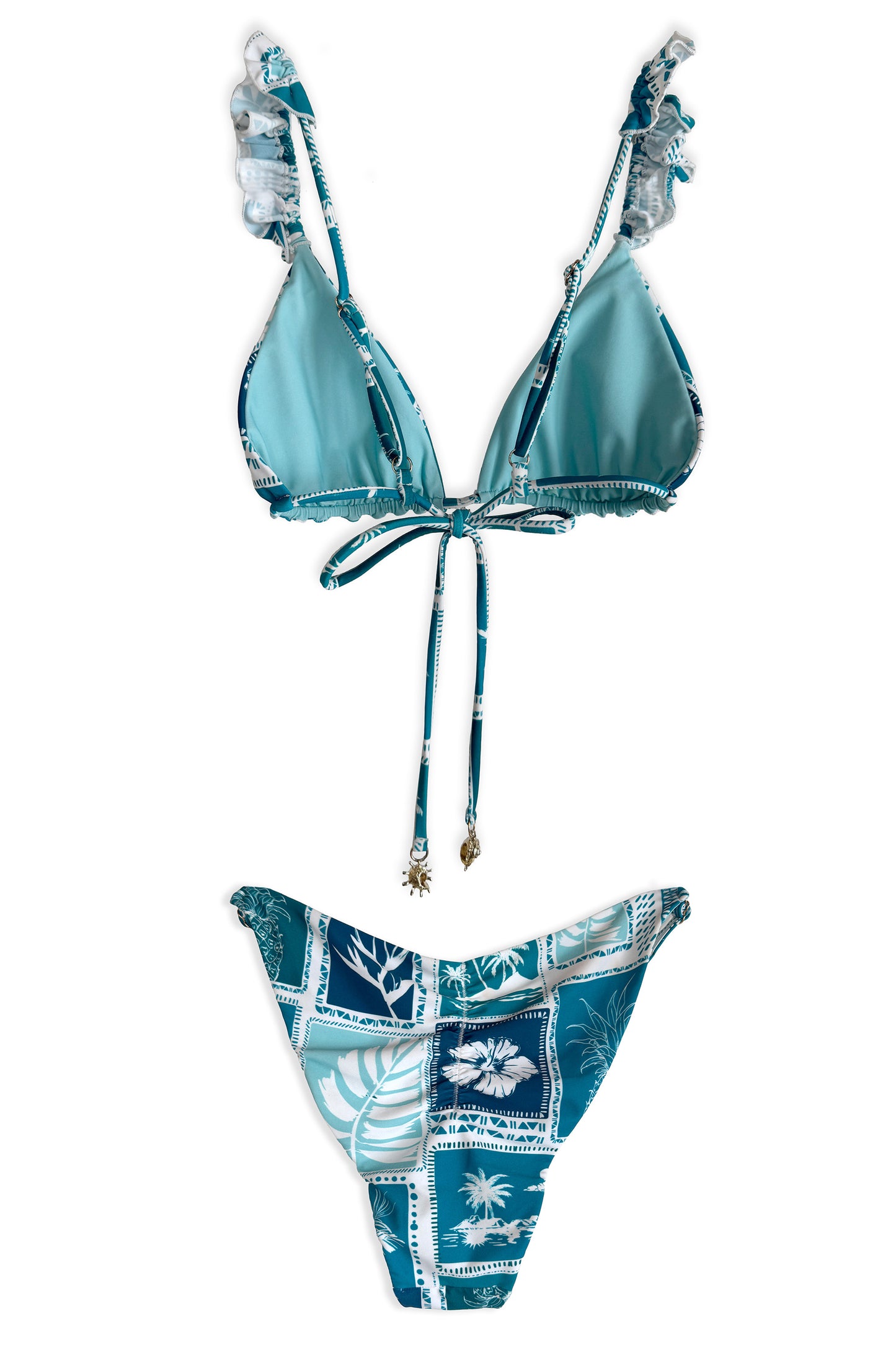 Marine Mirage Ruffle Bikini Top