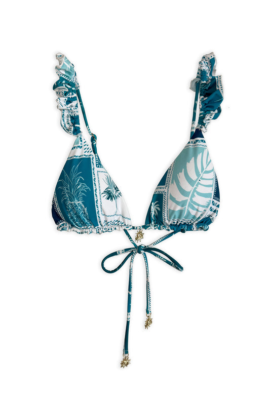 Marine Mirage Ruffle Bikini Top